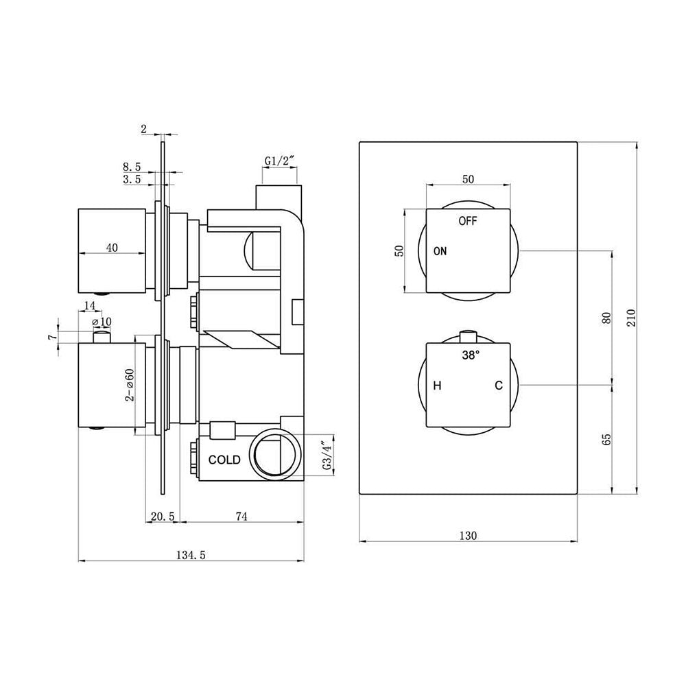 Serpentis Shower Pack - Single Outlet - Twin Shower Handle Shower Valve image 1