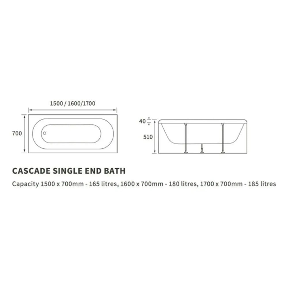Shower Bath, Straight, Single Ended with Glass Screen, Panel, Various Sizes image 2