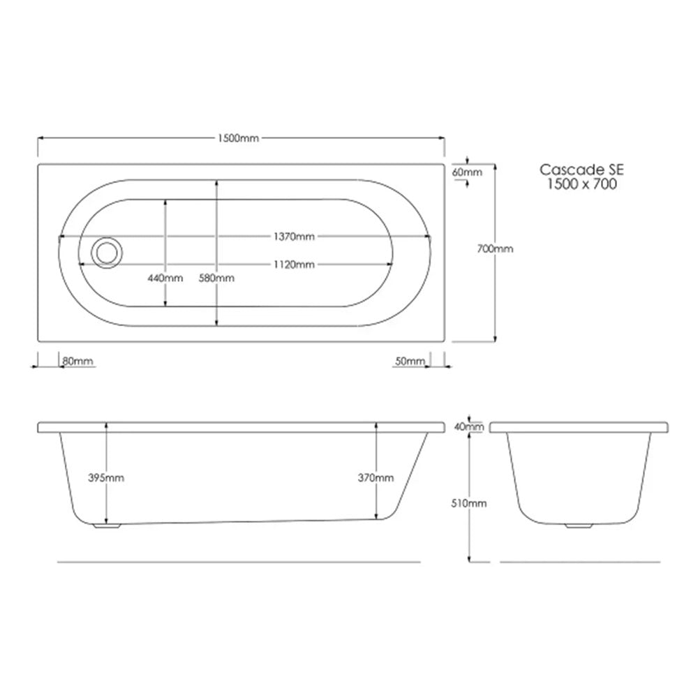 Shower Bath, Straight, Single Ended with Glass Screen, Panel, Various Sizes image 7