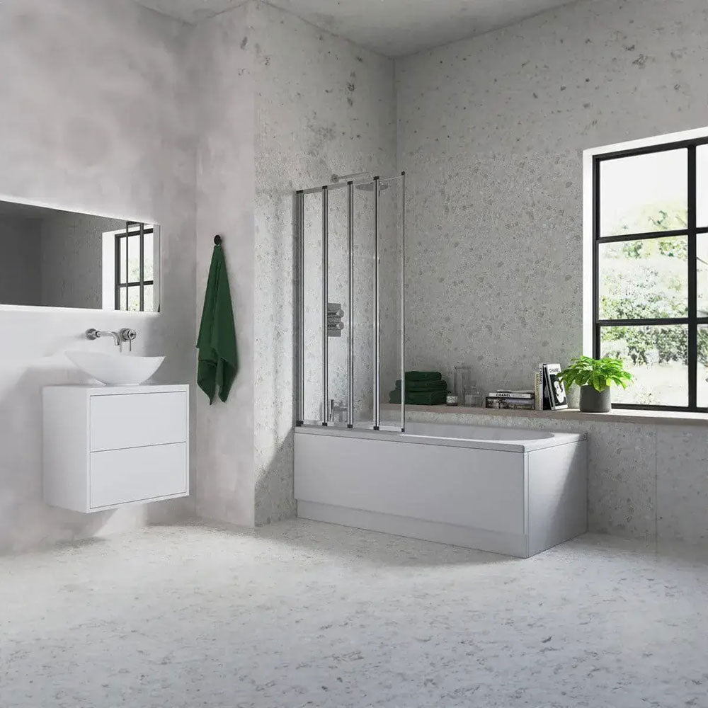 Single Framed Four Fold Bath Screen image
