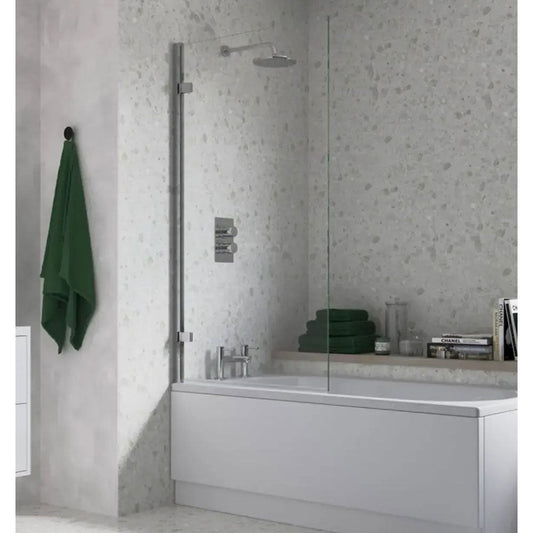 Single Square Top Bath Screen, 8mm, Hinged image