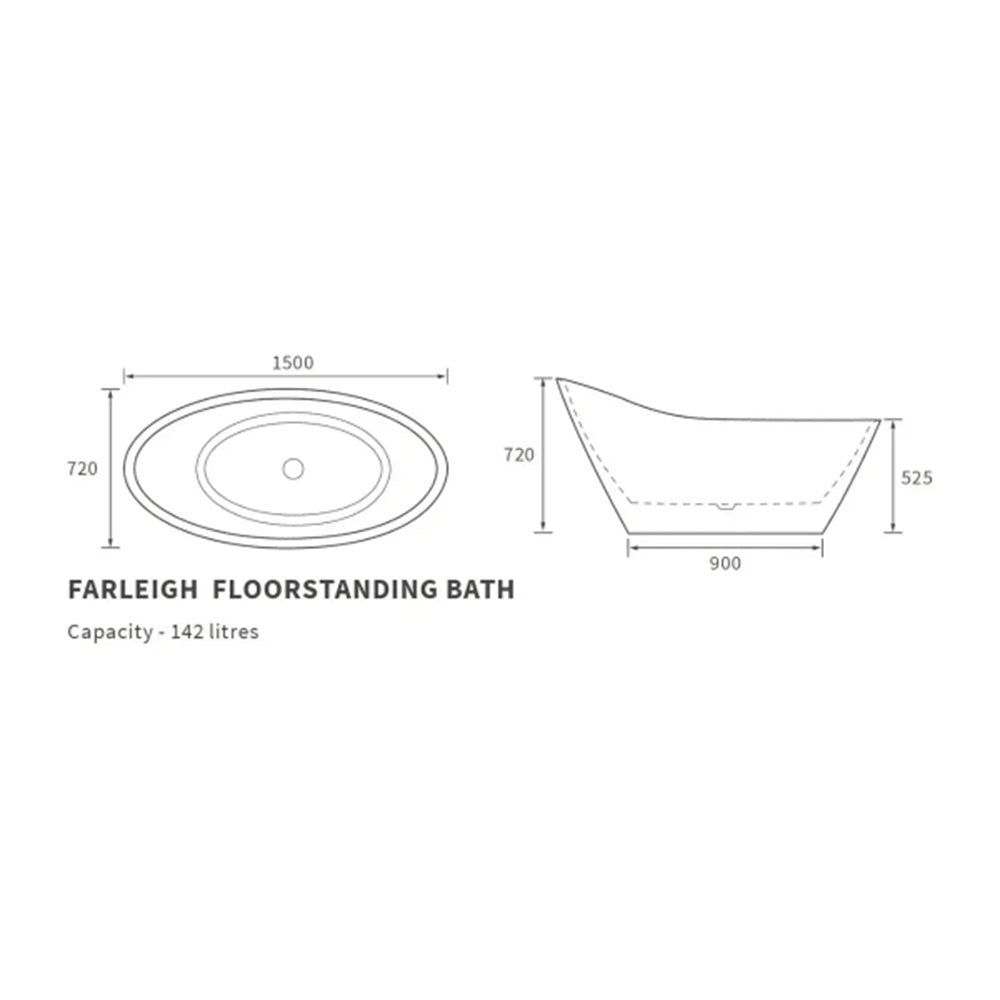 Solane Freestanding 1500x720x720mm Bath image 3