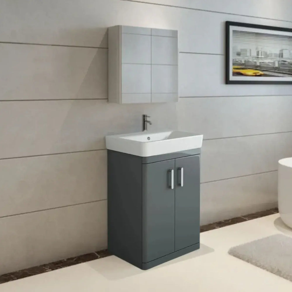 Solar Waterproof 600mm Vanity Unit with Ceramic Basin, Anthracite 7