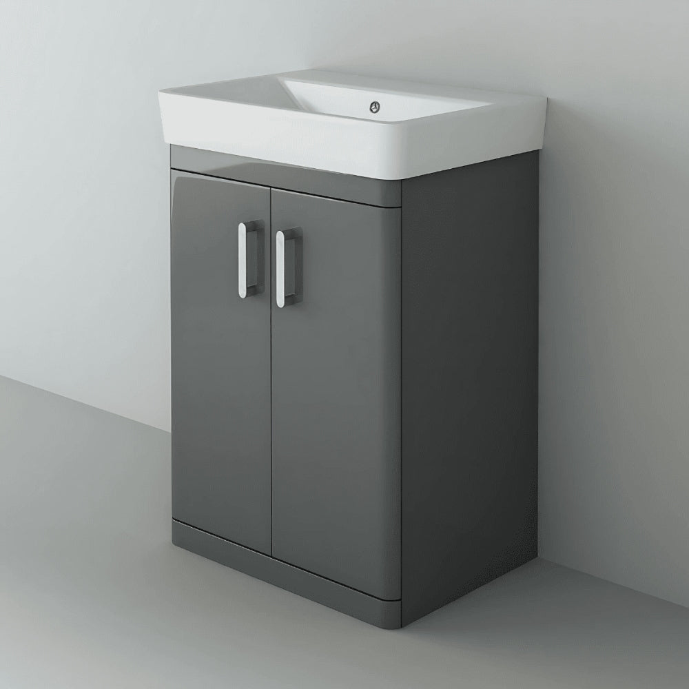 Solar Waterproof 600mm Vanity Unit with Ceramic Basin, Anthracite 1