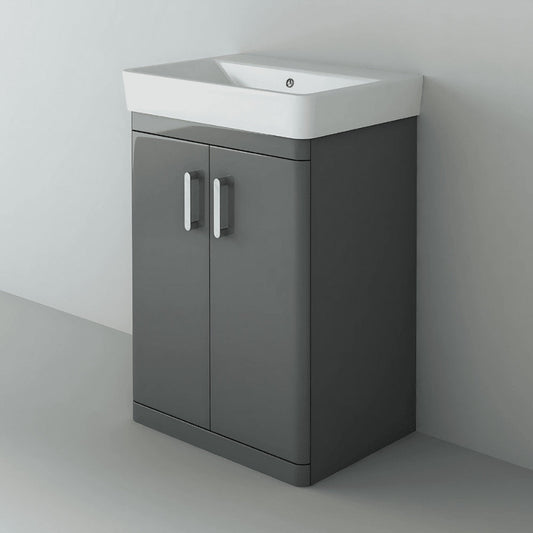 Solar Waterproof 600mm Vanity Unit with Ceramic Basin, Anthracite 1