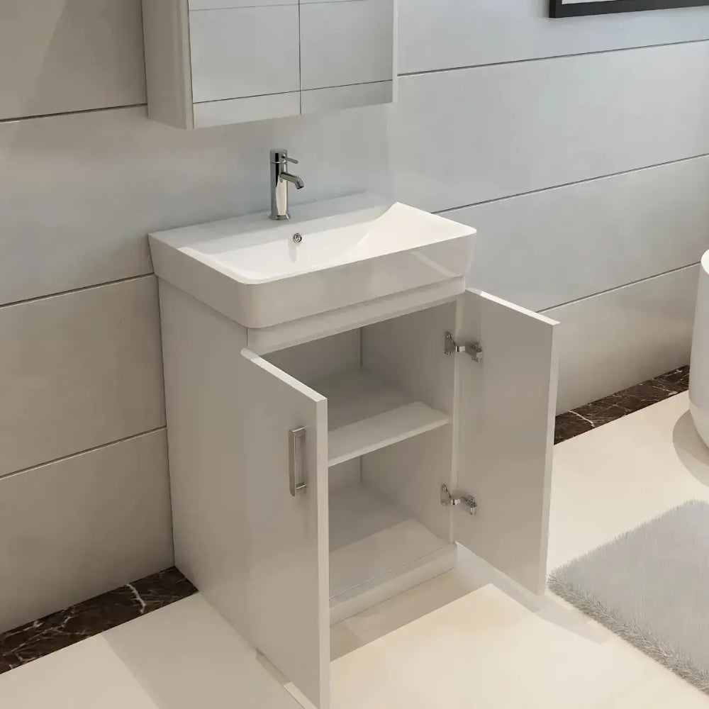 Solar Waterproof 600mm Vanity Unit with Ceramic Basin, White 5