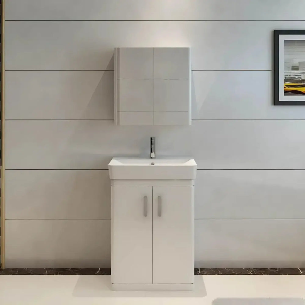 Solar Waterproof 600mm Vanity Unit with Ceramic Basin, White 6