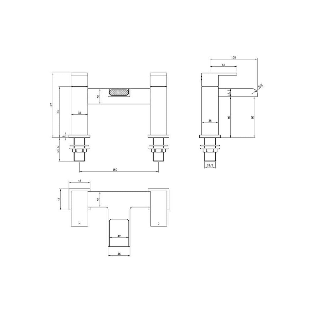 Solarin Waterfall Bath Filler Tap, Modern Lever Style image 1