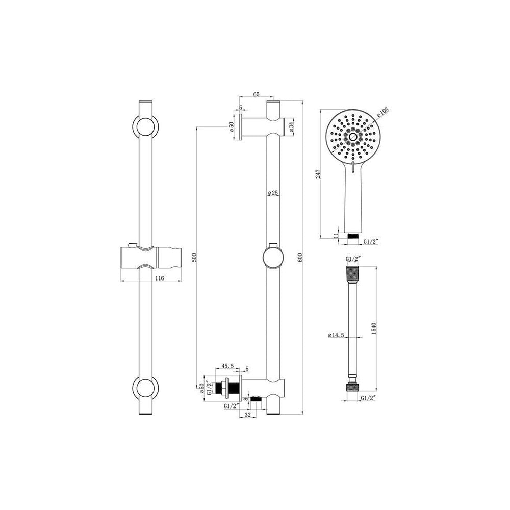 Sphare Shower Pack - Twin Outlet - Triple Shower Handle Shower Valve image 3