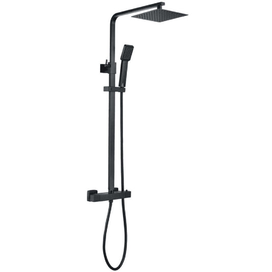 Square Thermostatic Bar Mixer with Riser Kit, Matt Black image