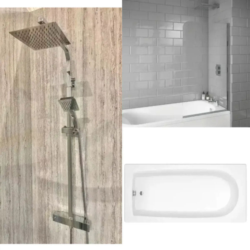 Star Buy Merit Bath with Plain Bath Screen and Roma Mixer Shower Set image