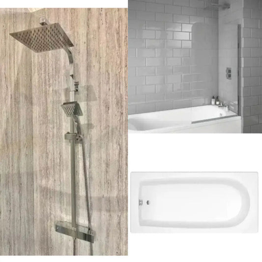 Star Buy Merit Bath with Plain Bath Screen and Roma Mixer Shower Set image