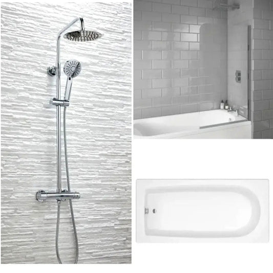 Star Buy Merit Bath with Plain Bath Screen and Sphere Mixer Shower Set image