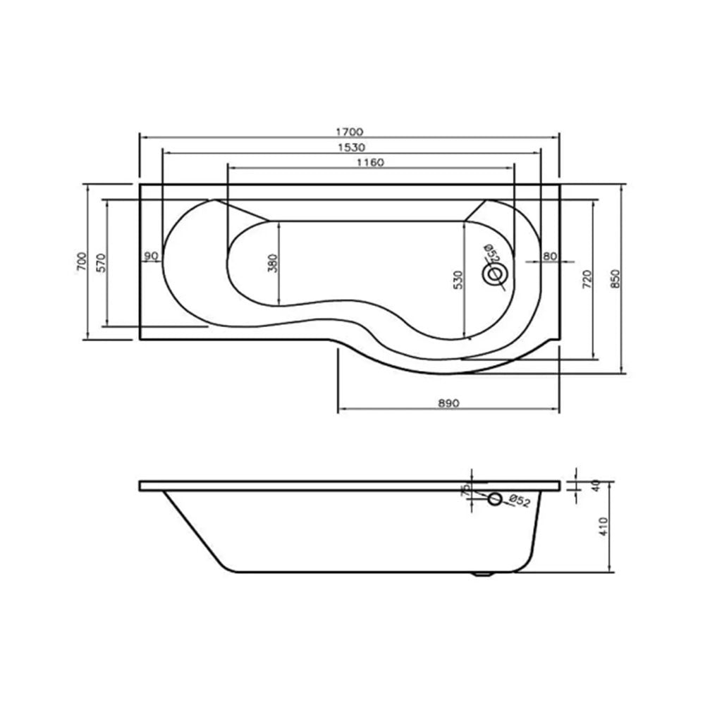 Star Buy P Shower Bath Pack 1700 x 850mm image 3