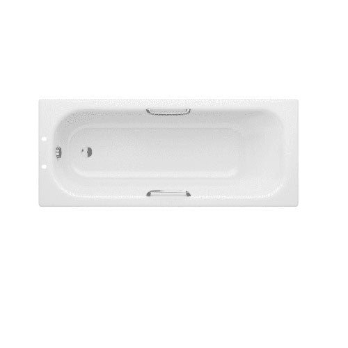 Steel Bath with Grips, Anti-slip Bath, 1700mm x 700mm, White, 2 Tap Holes image