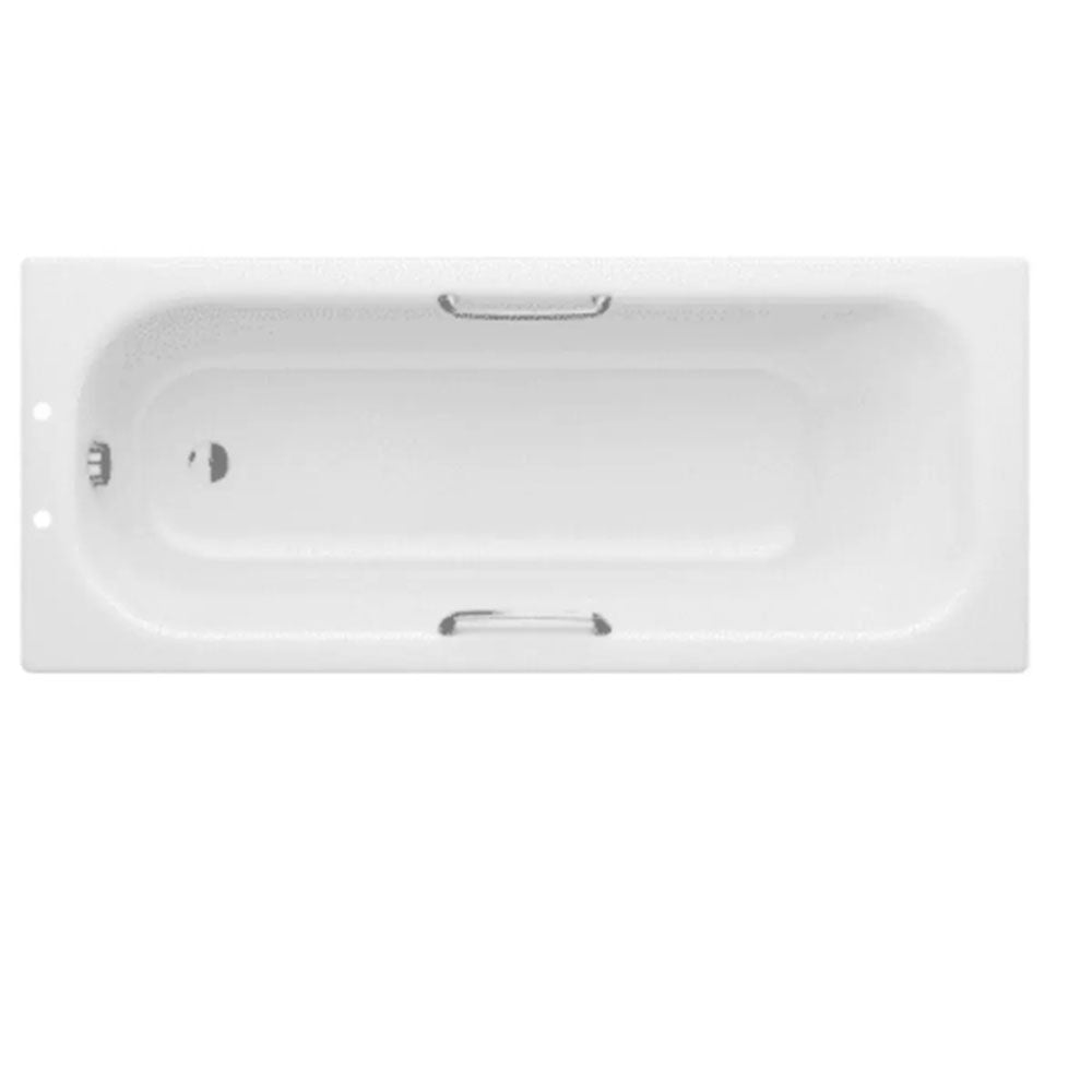 Steel Bath with Grips with Pedestal Basin and Close Coupled Toilet image 1
