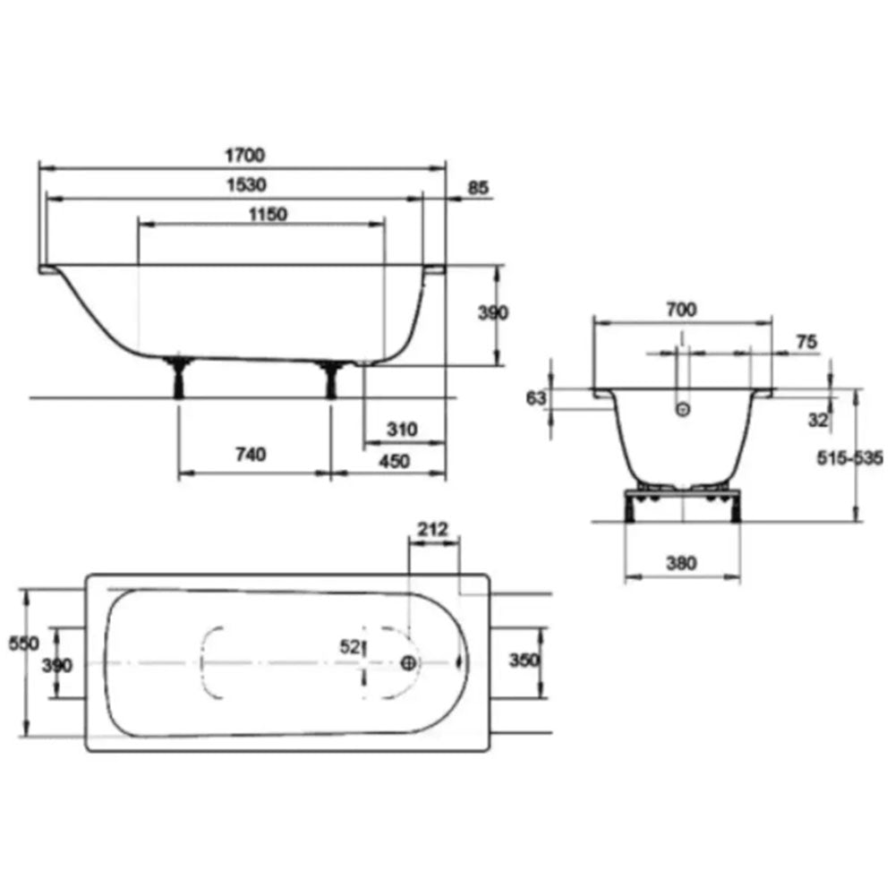 Steel Bath with Grips with Pedestal Basin and Close Coupled Toilet image 8