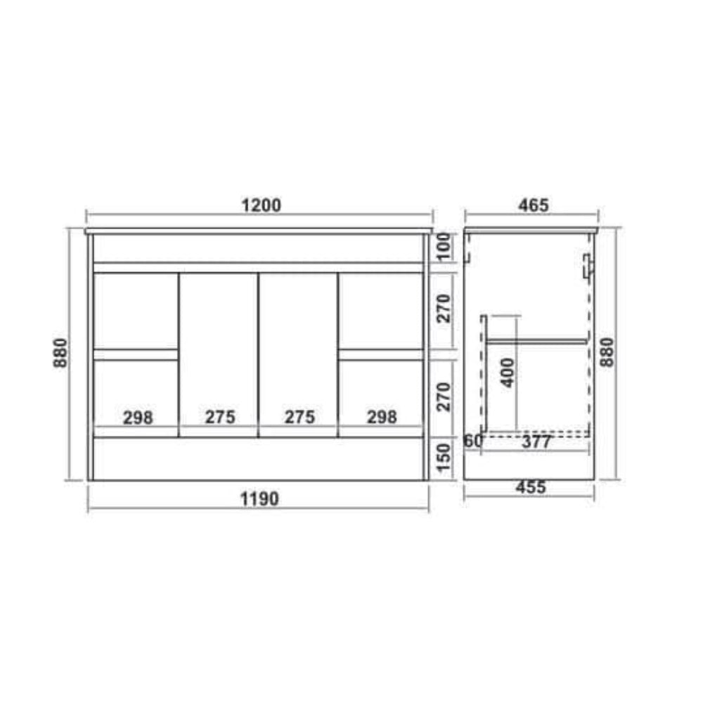 Stockholm Waterproof 1200mm Vanity Unit inc Basin White 10