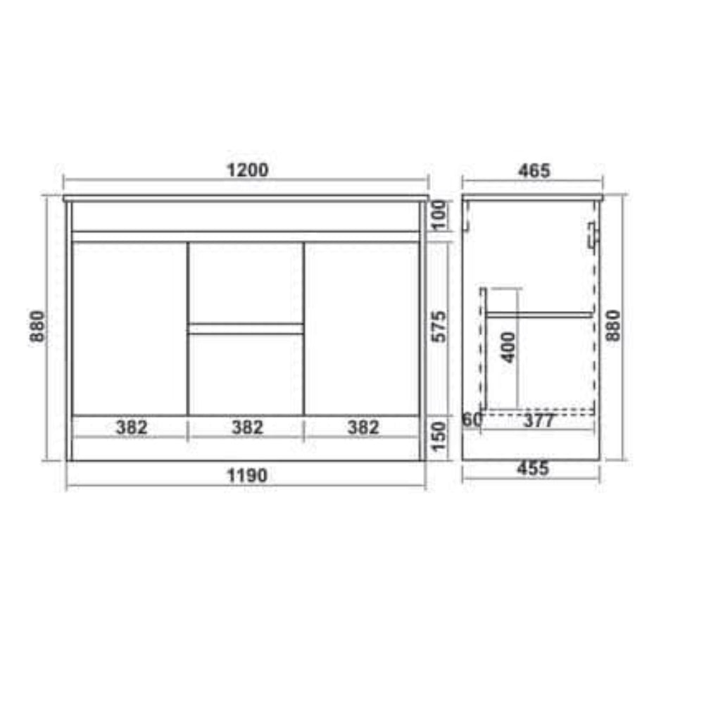 Stockholm Waterproof 1220mm Double Bowl Vanity Unit White 2