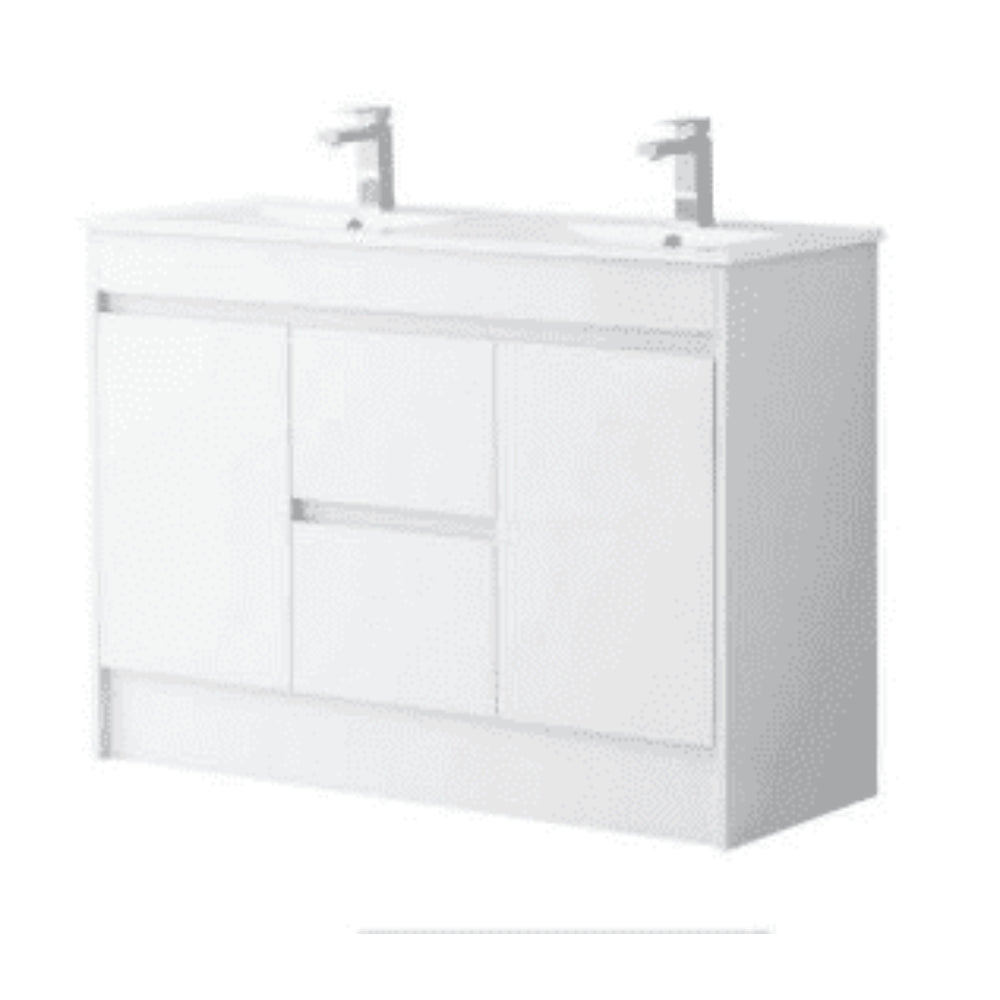 Stockholm Waterproof 1220mm Double Bowl Vanity Unit White 8