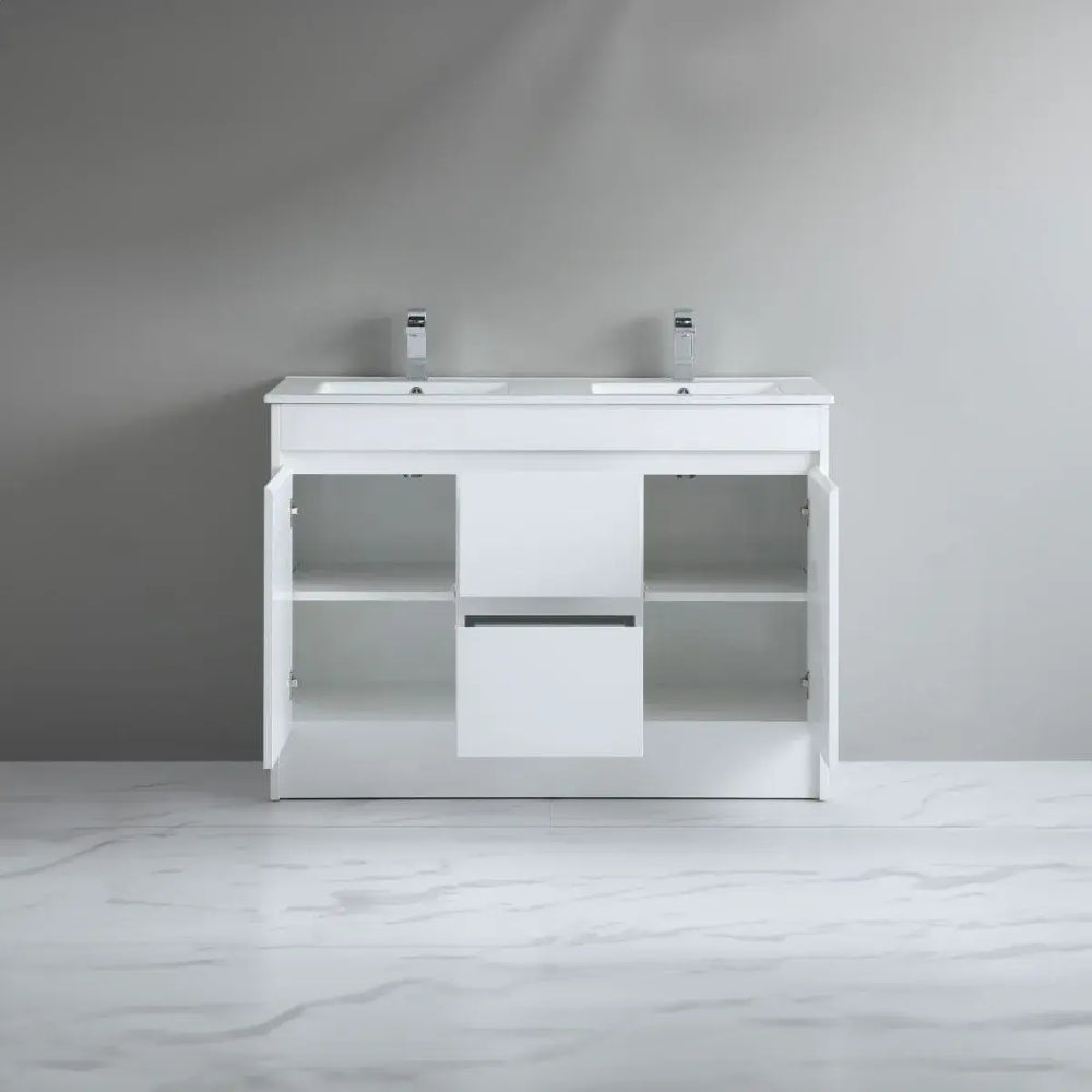 Stockholm Waterproof 1220mm Double Bowl Vanity Unit White 1
