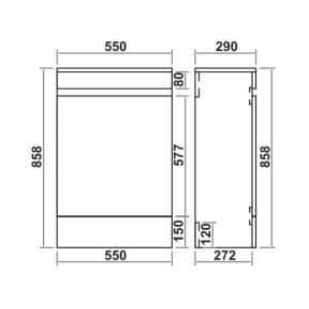 Stockholm Waterproof 550mm WC Unit Light Grey 2