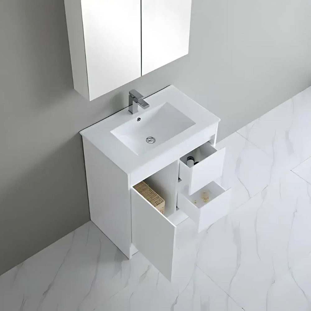 Stockholm Waterproof 750mm Vanity Unit White with Ceramic Basin 2