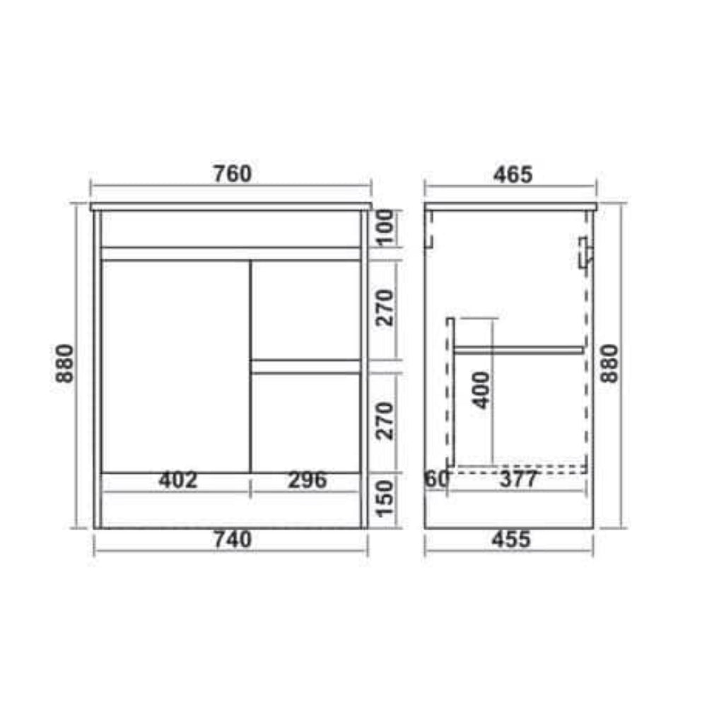 Stockholm Waterproof 750mm Vanity Unit White with Ceramic Basin 7