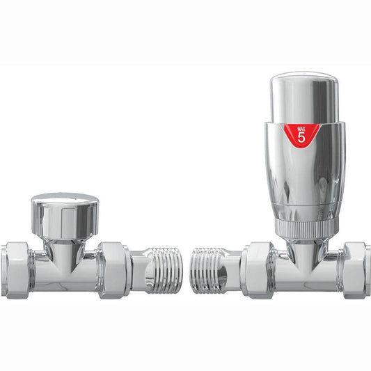 Straight Thermostatic Radiator Valve Pack (Pairs), Chrome and Various Colours, TRV image