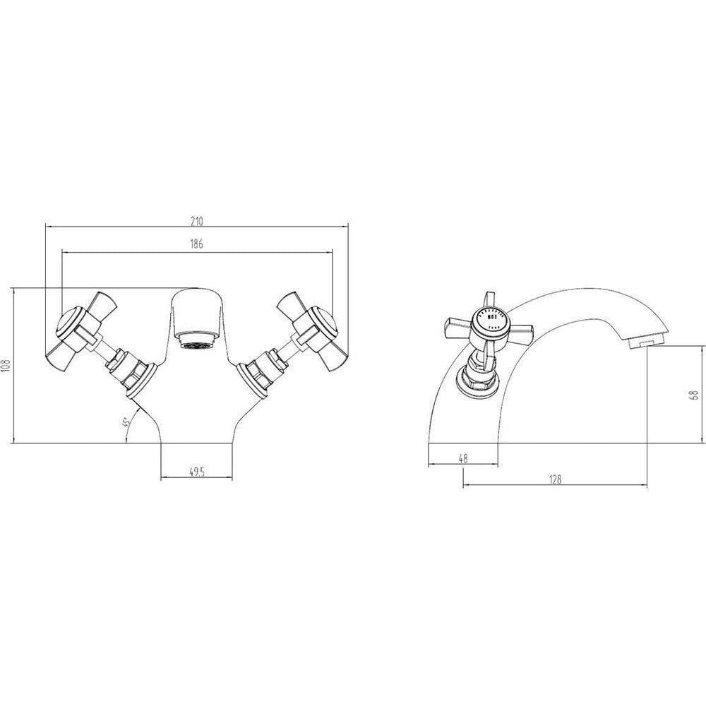 Victor Basin Mixer Tap with Click Clack Waste, Brushed Brass, Traditional Style image 1