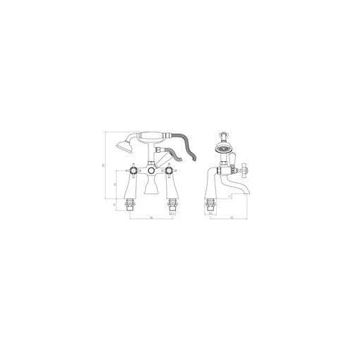 Victor Bath/Shower Mixer Tap, Chrome, Traditional Cross Top Style