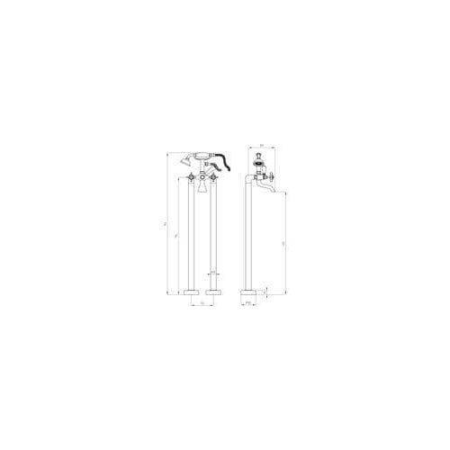 Victor Freestanding Bath Shower Mixer Tap, Chrome, Traditional Cross Top Style