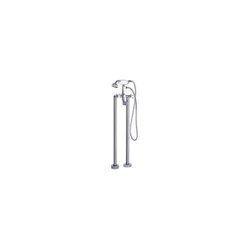 Victor Freestanding Bath Shower Mixer Tap, Chrome, Traditional Cross Top Style