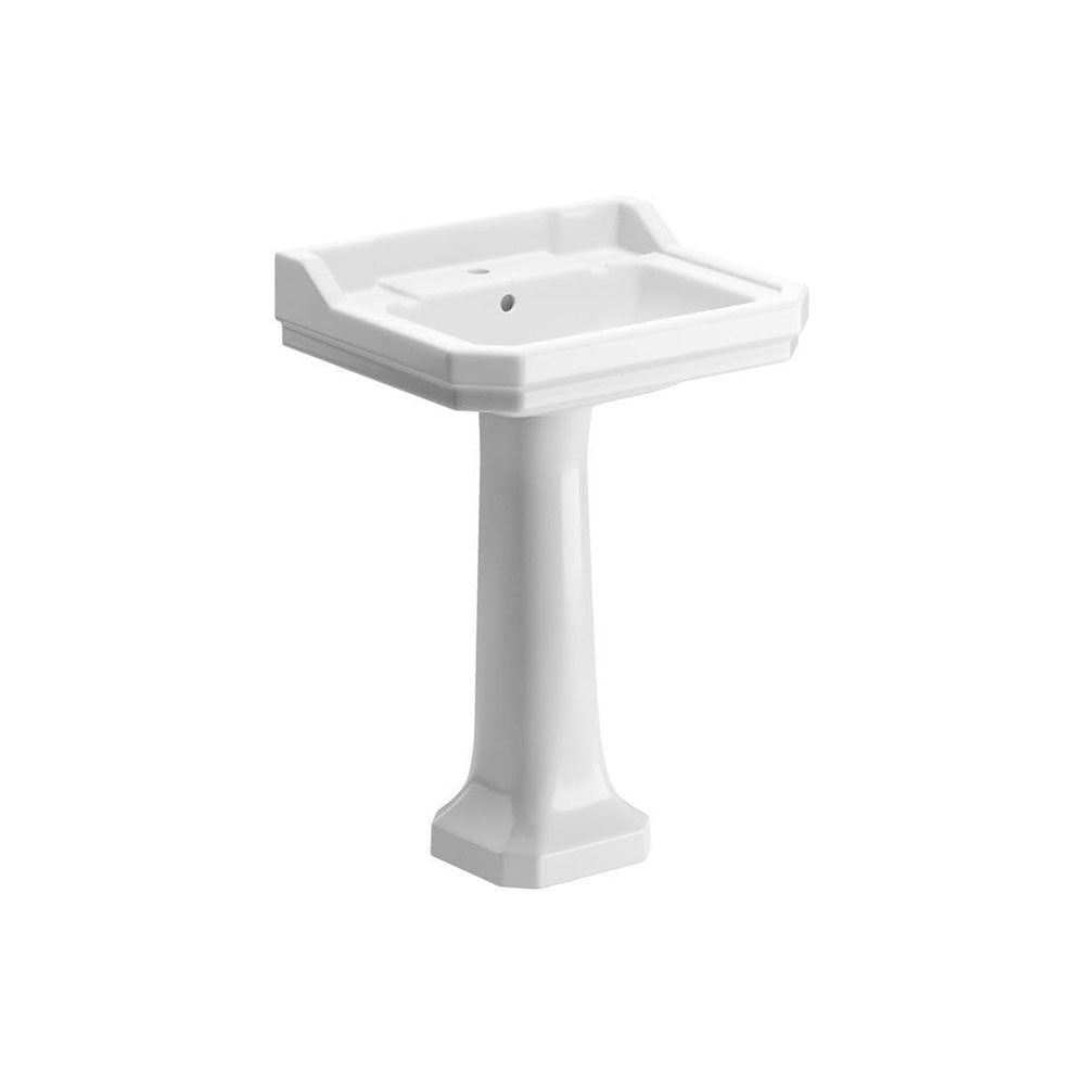 Victorian Style Basin With Full Pedestal, 2 Tap Holes image