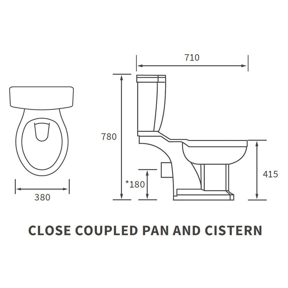 Victorian Style Close Coupled Toilet With Grey Ash Soft Close Seat image 2
