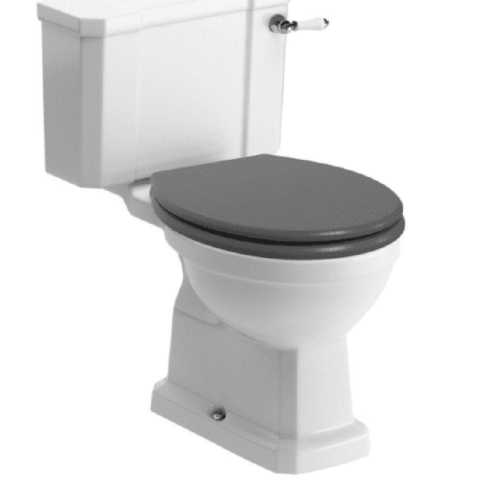 Victorian Style Close Coupled Toilet With Grey Ash Soft Close Seat image