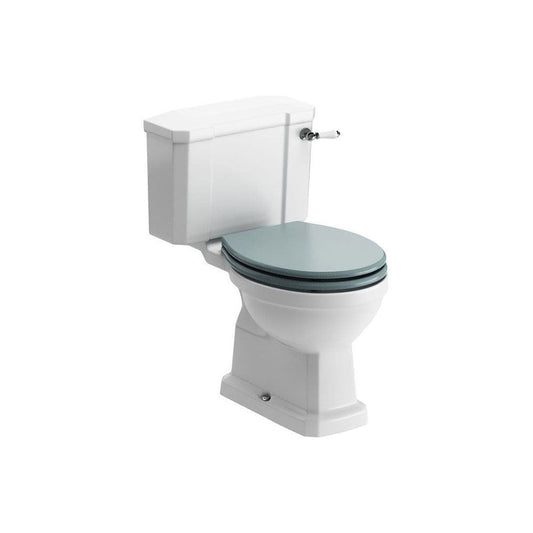 Victorian Style Close Coupled Toilet With Sea Green Soft Close Seat image