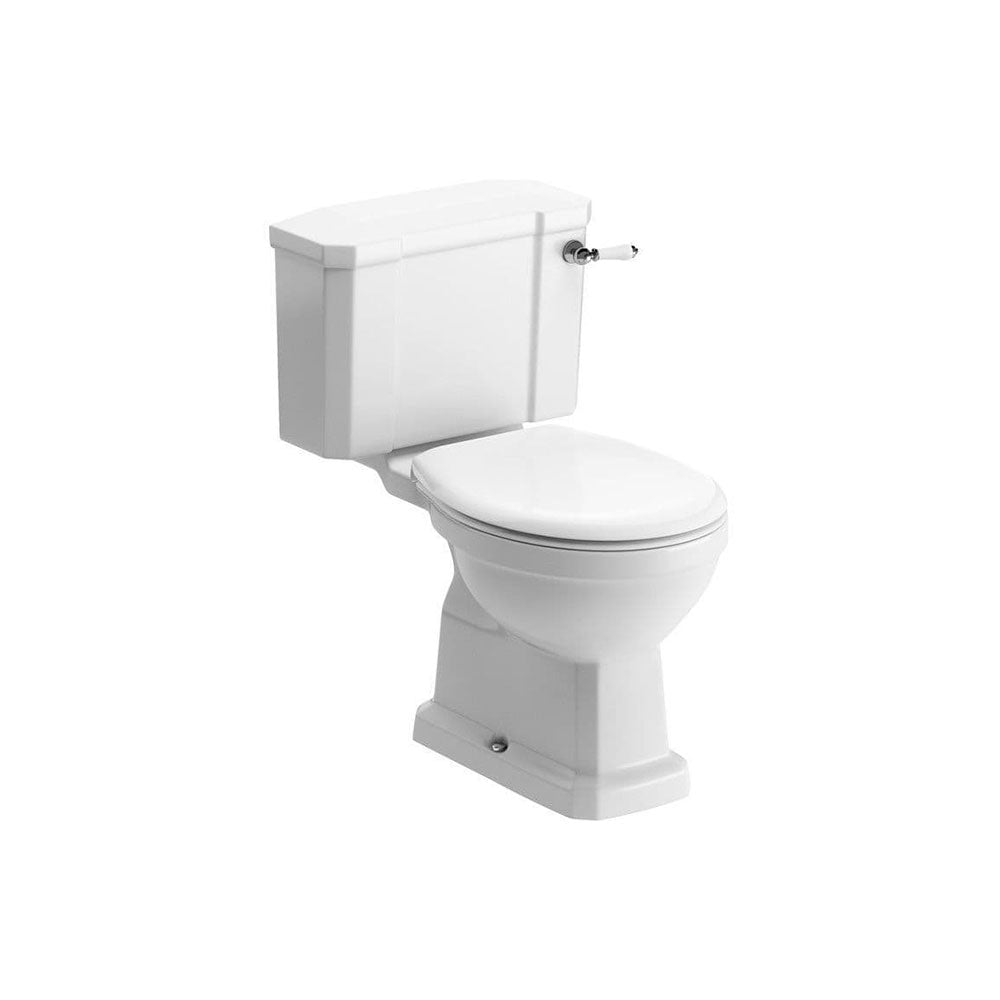 Victorian Style Close Coupled Toilet With White Soft Close Seat image 1