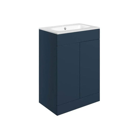 Vintage 615mm Floor Standing 2 Door Basin Unit with Basin, Matt Deep Blue image