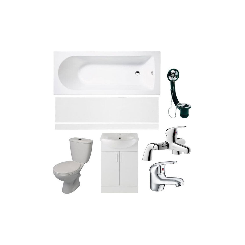 Visione Bathroom Vanity Suite with Bath, Toilet, Basin Set, Optional Taps and Wastes, by Bathcenter image 16