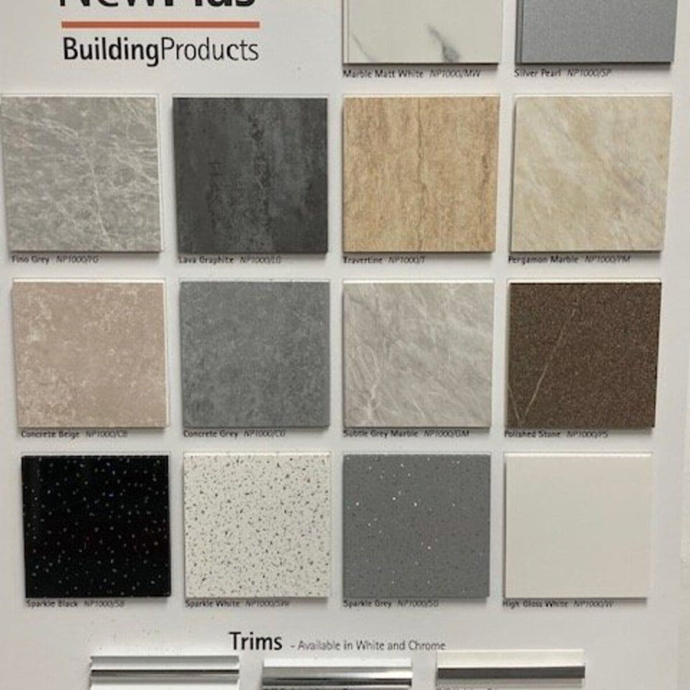 Wet Wall PVC Shower Panels - 1000mm Wide - Polished Stone  2