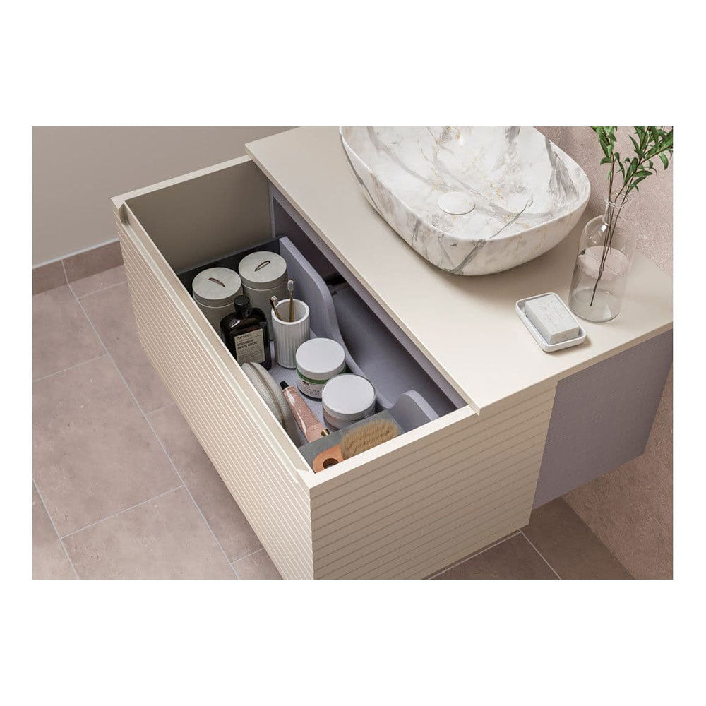 Alight 615mm 1 Drawer Wall Hung Basin Unit, Matt Cotton