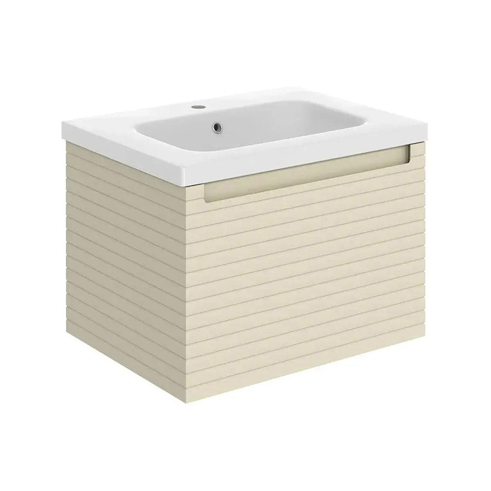 Alight 615mm 1 Drawer Wall Hung Basin Unit, Matt Cotton