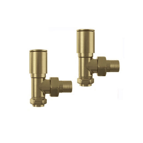 Angled Radiator Valves (pair), Brushed Brass