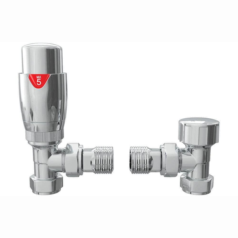 Angled Thermostatic Radiator Valve Pack, Chrome and Various Colours, TRV image