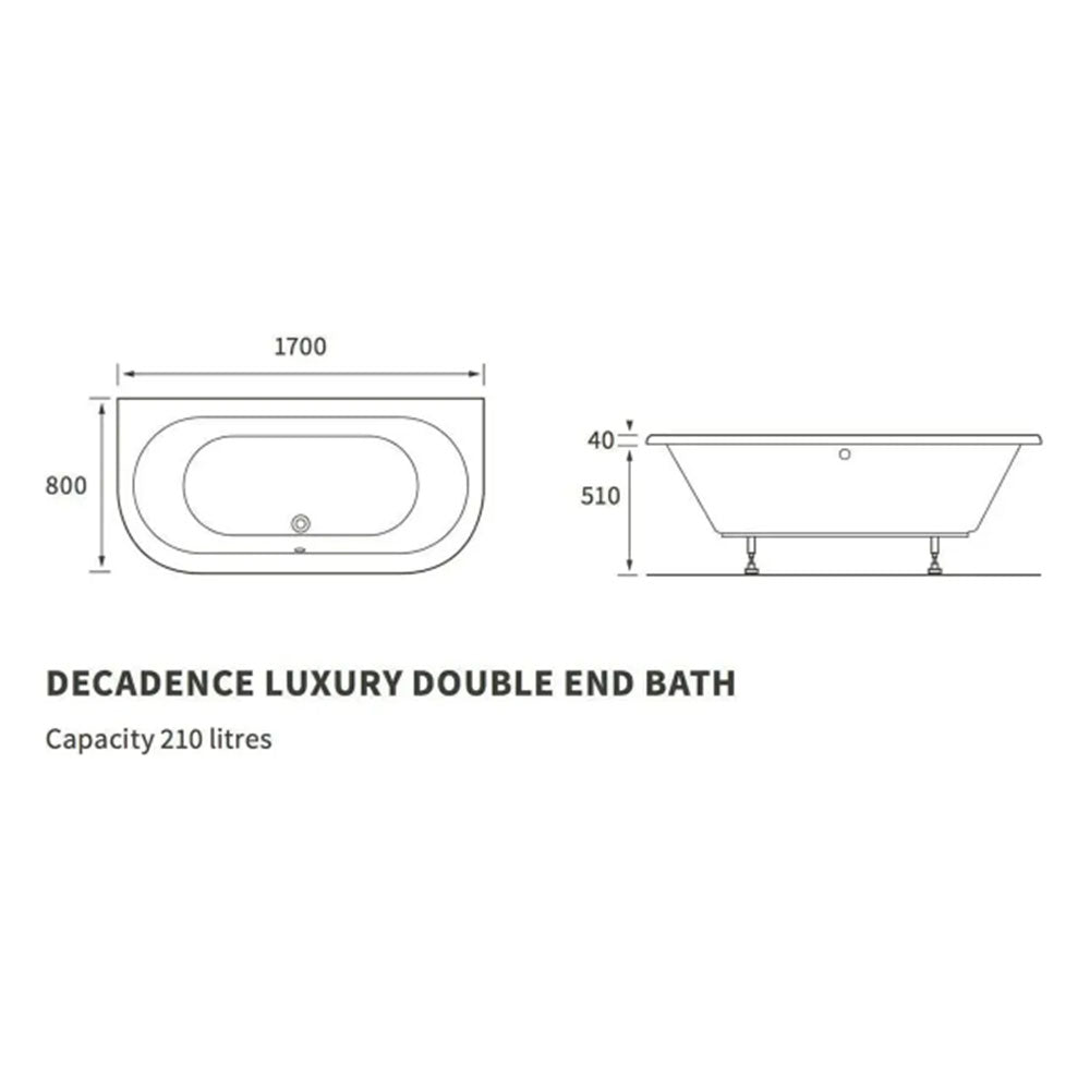 Columba Super Strength Back To Wall Bath 1700mm image 2
