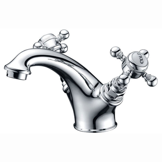 Cross Top Basin Mixer with Pop Up Waste, Chrome image