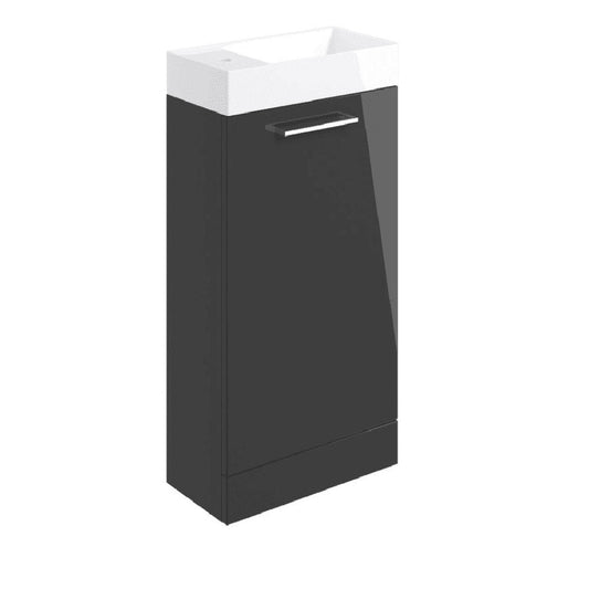 Deltar 410mm Floor Standing 1 Door Basin Unit with Basin, Anthracite Gloss image