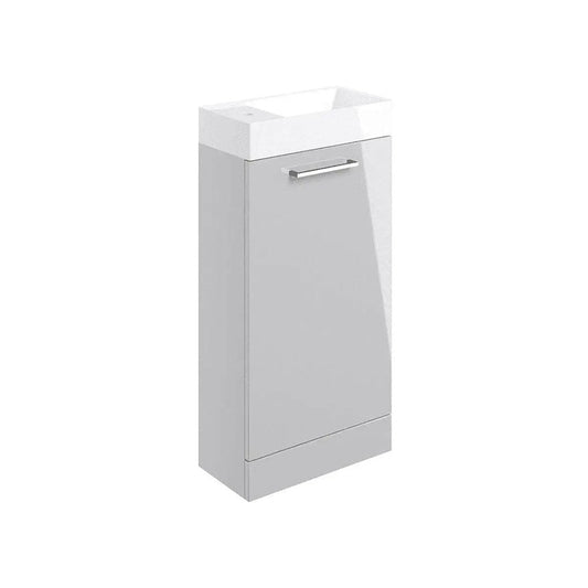 Deltar 410mm Floor Standing 1 Door Basin Unit with Basin, Grey Gloss image