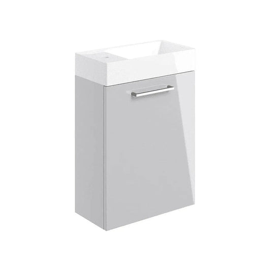 Deltar 410mm Wall Hung 1 Door Basin Unit with Basin, Grey Gloss image